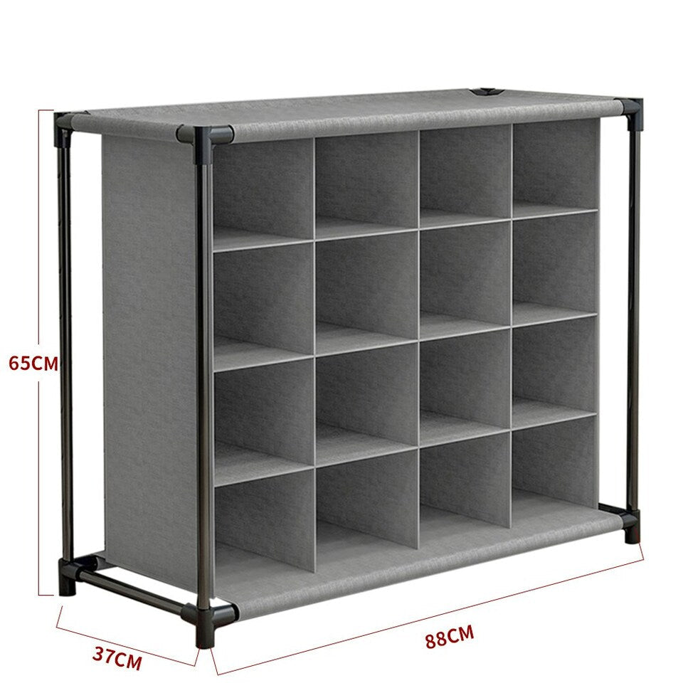 Living and Home Grey 16-Pair Shoe Rack