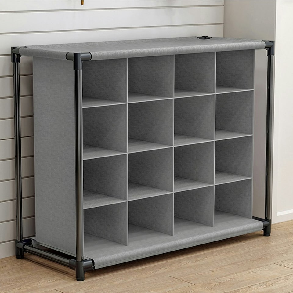 Living and Home Grey 16-Pair Shoe Rack