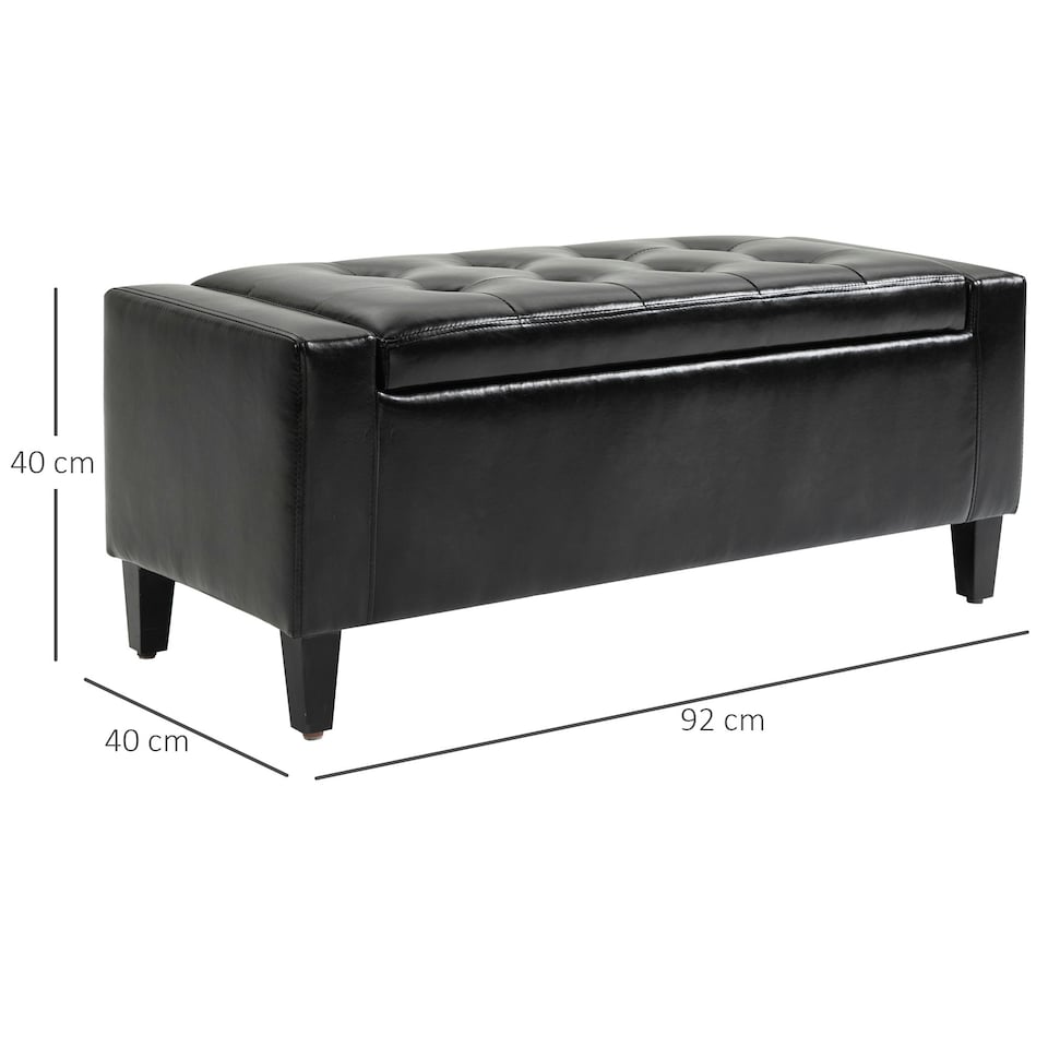Leather Storage Bench - Charcoal