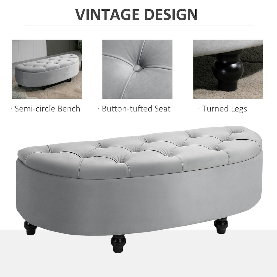 Upholstered Storage Footrest - Slate