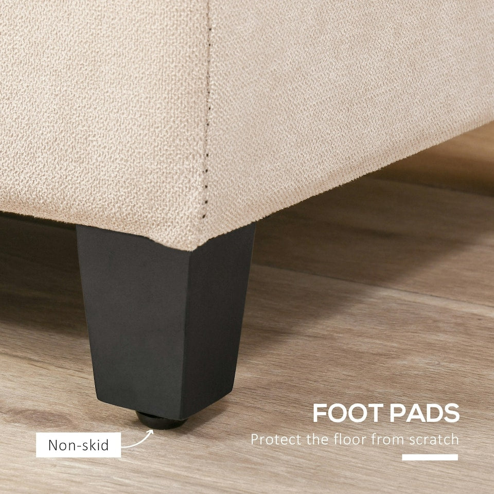 Tufted Wood Bench - Beige