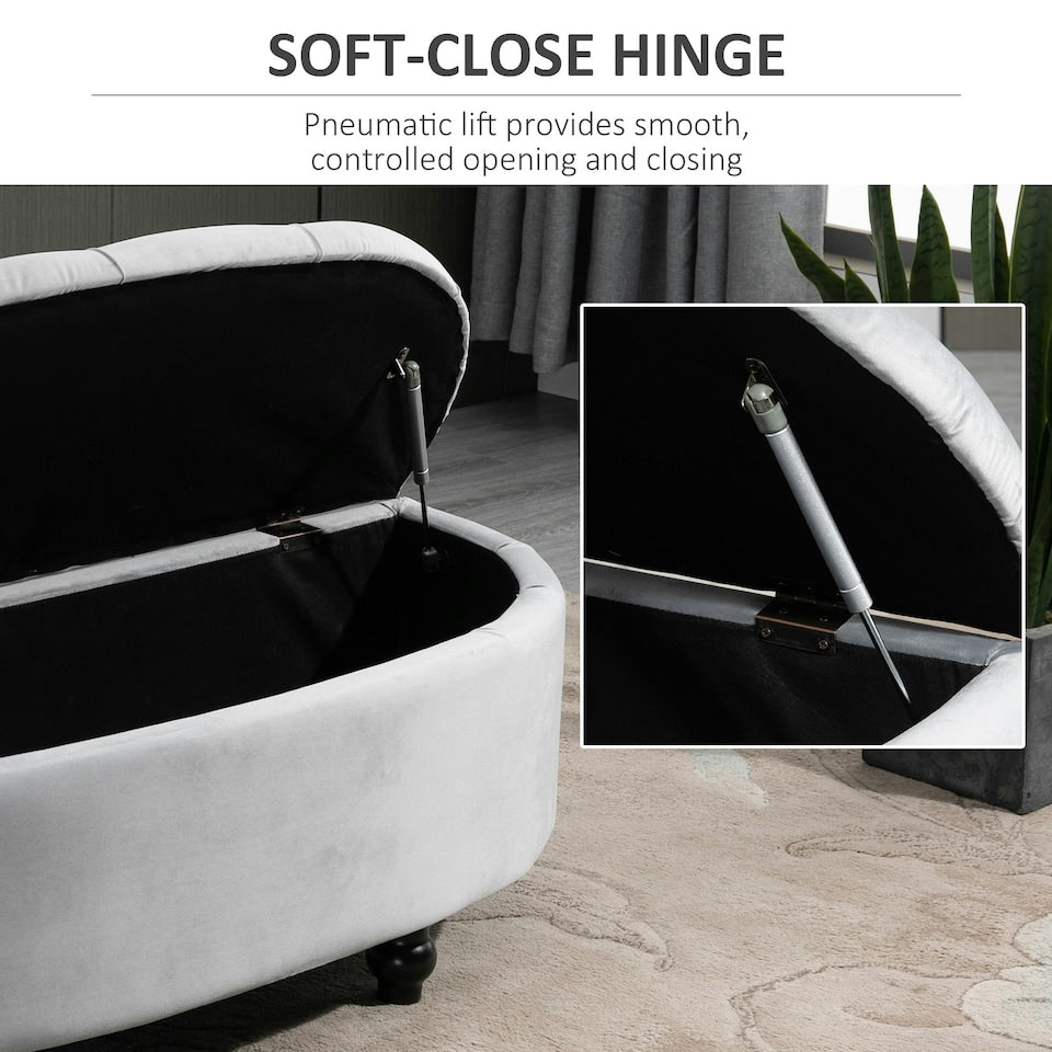 Upholstered Storage Footrest - Slate