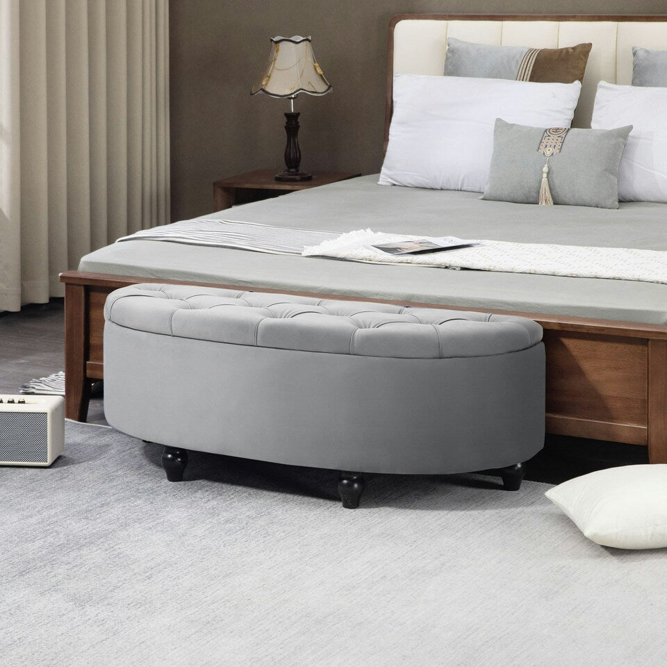 Upholstered Storage Footrest - Slate