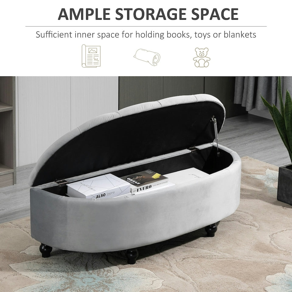 Upholstered Storage Footrest - Slate