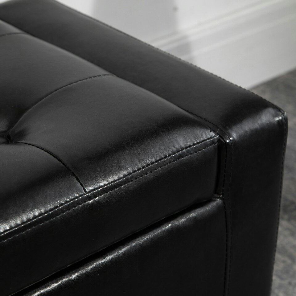 Leather Storage Bench - Charcoal