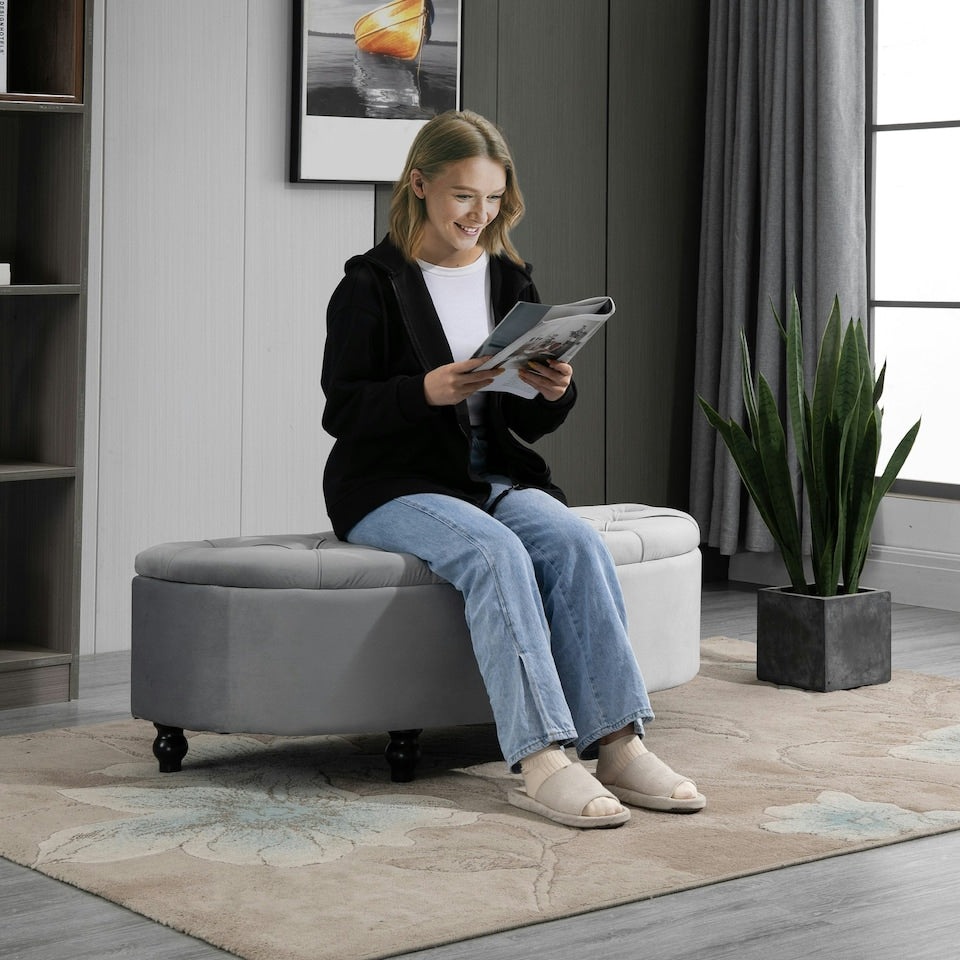 Upholstered Storage Footrest - Slate