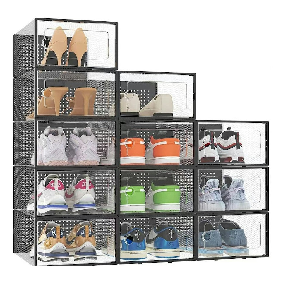 Living and Home Black Shoe Boxes – Set of 12