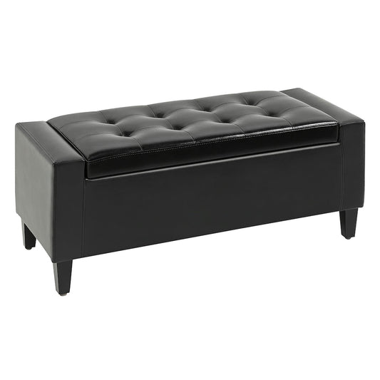 Leather Storage Bench - Charcoal