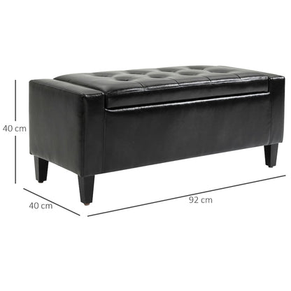 Leather Storage Bench - Charcoal