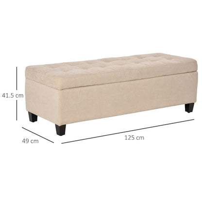 Tufted Wood Bench - Beige