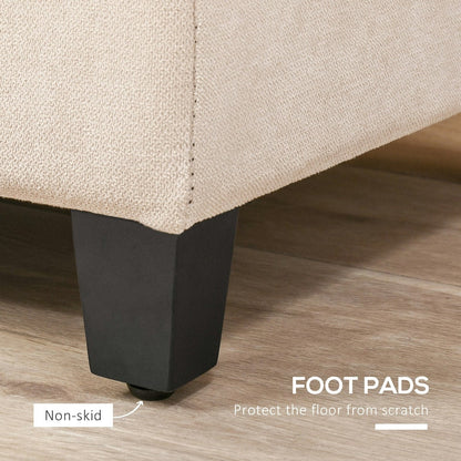 Tufted Wood Bench - Beige