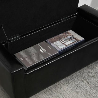 Leather Storage Bench - Charcoal