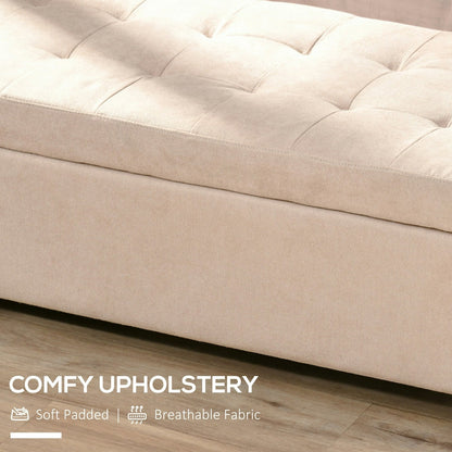 Tufted Wood Bench - Beige