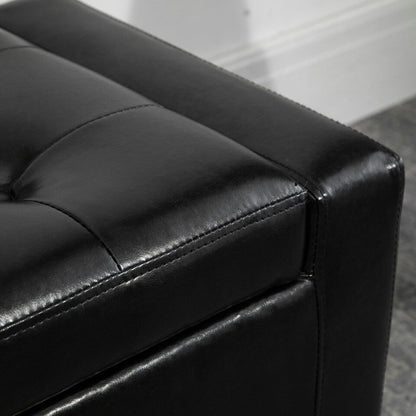 Leather Storage Bench - Charcoal