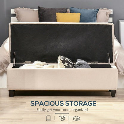 Tufted Wood Bench - Beige